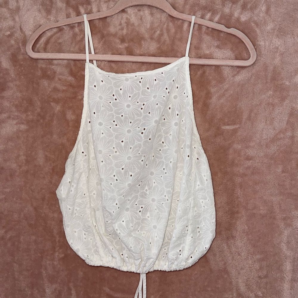 Brandy Melville white open back crop top